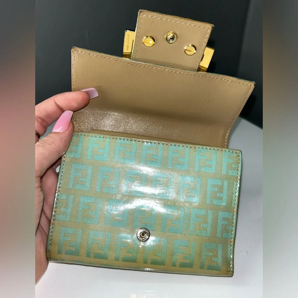 Fendi Zucca Turquoise Compact Wallet 2270-31098-018 - Picture 5 of 8
